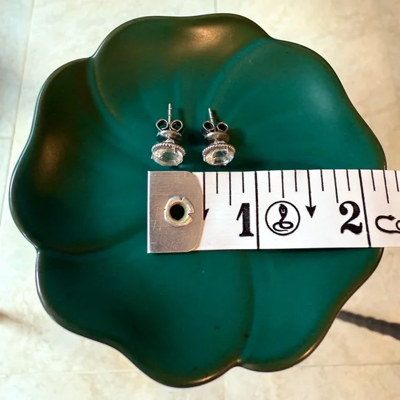 Blue Nile White Topaz Rope Stud Sterling Silver Earrings, NWOT - Picture 5 of 7